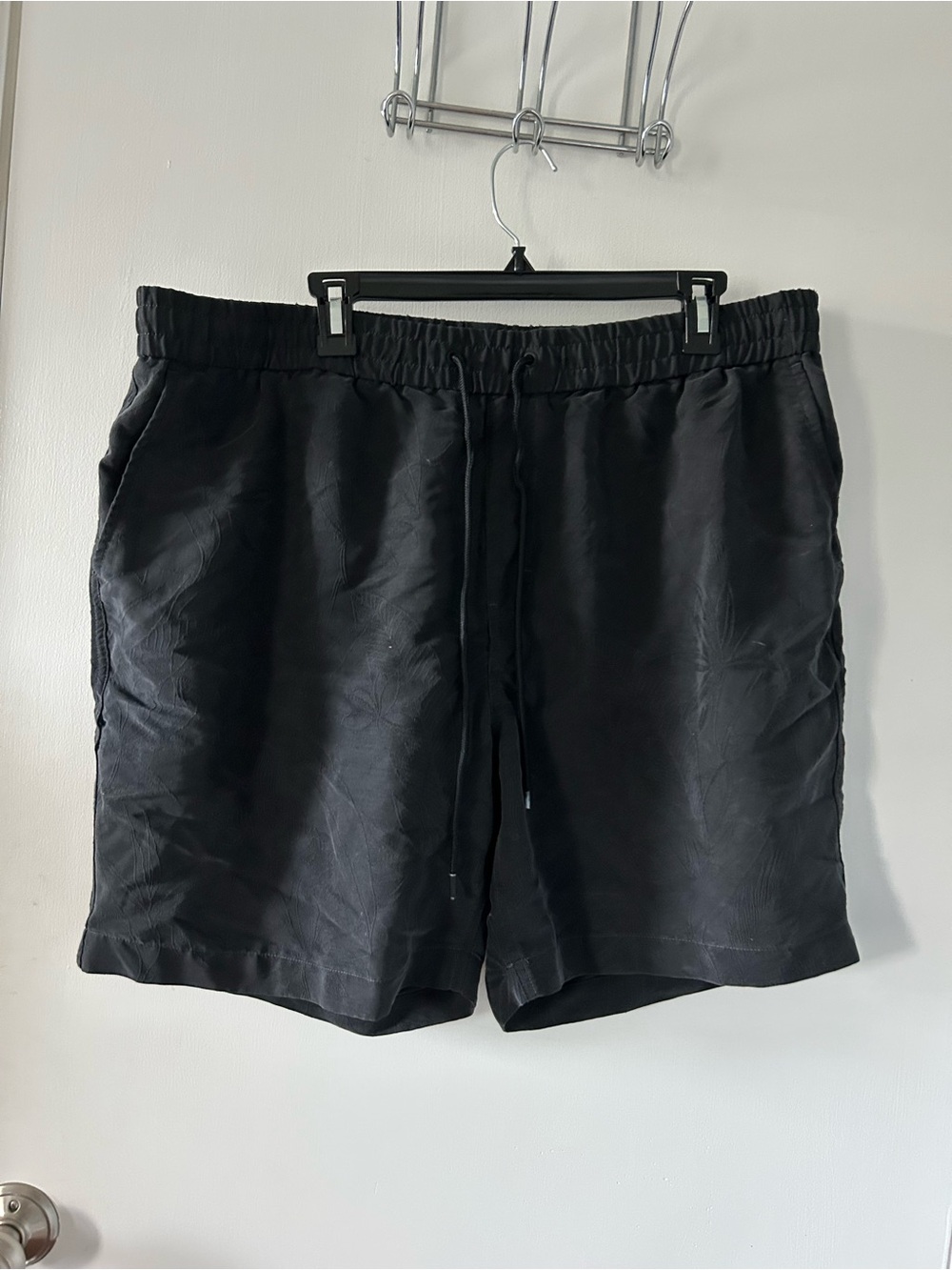 Caribbean Black Drawstring Linen-Blend Hybrid Shorts
